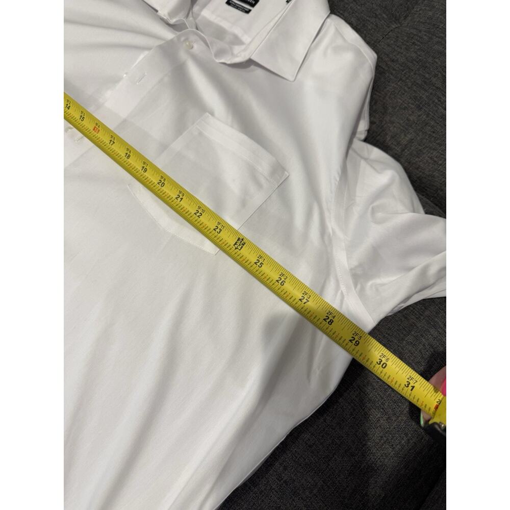 Van Heusen Stretch White Solid Button Up Dress Shirt Tall Fit 18.5 35/36 - Picture 7 of 11